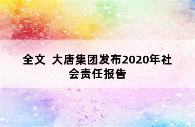 全文  大唐集团发布2020年社会责任报告